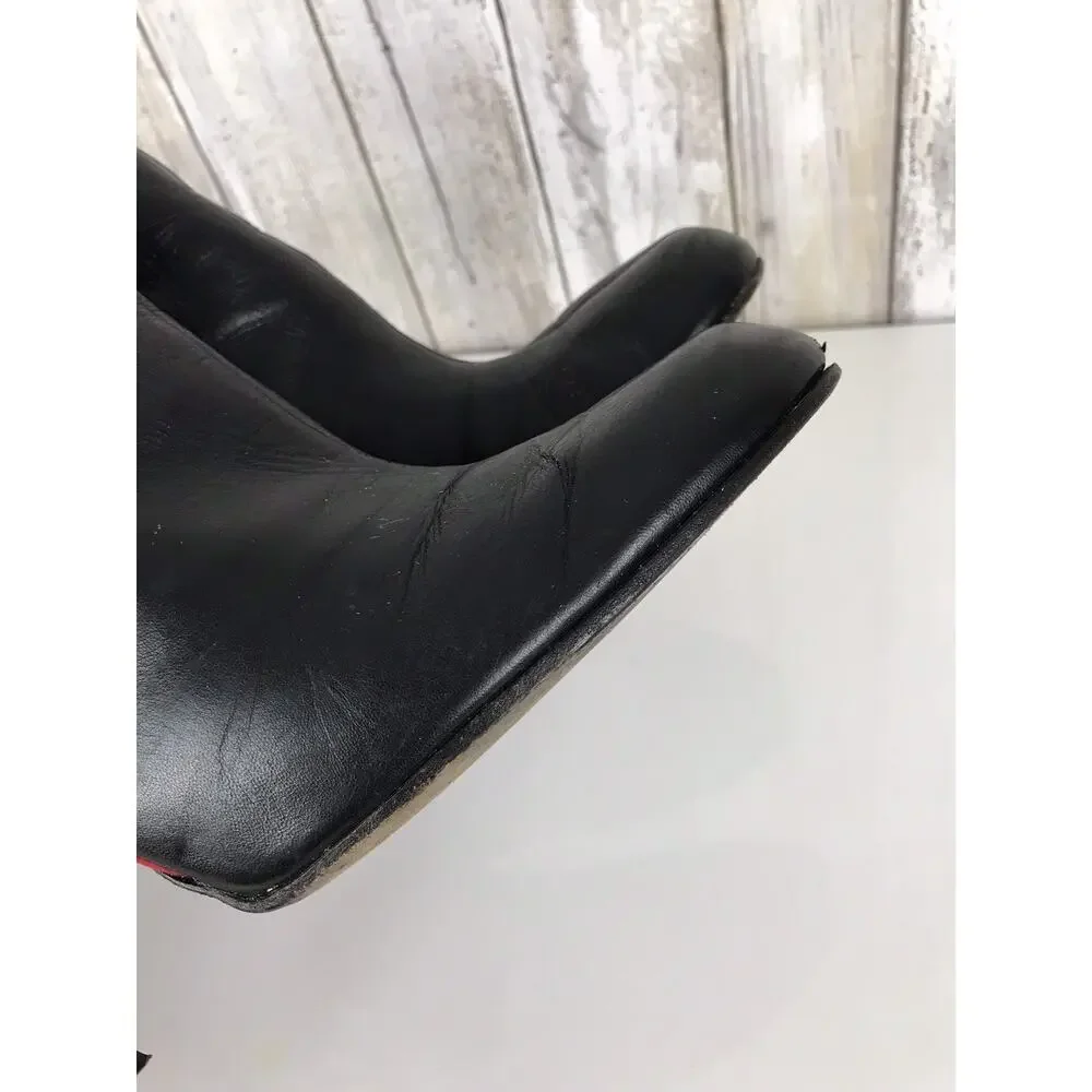 VINTAGE Karl Lagerfeld Paris ZILON Black Red Stiletto Heel Boots 7 FRANCE Y2K